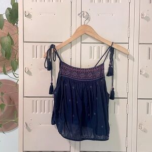 Free people embroidered cropped blouse